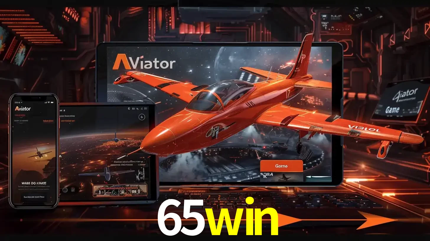 Apresentação tecnológica do jogo Aviator com um avião saindo da tela de um tablet, demonstrando a experiência imersiva em múltiplos dispositivos no 65win.